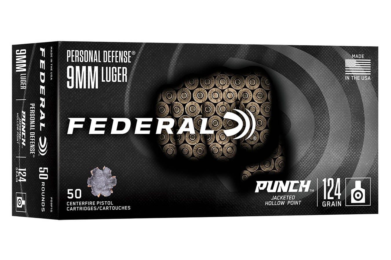 FEDERAL AMMUNITION 9mm 124 Grain JHP Punch Personal Defense 50/Box